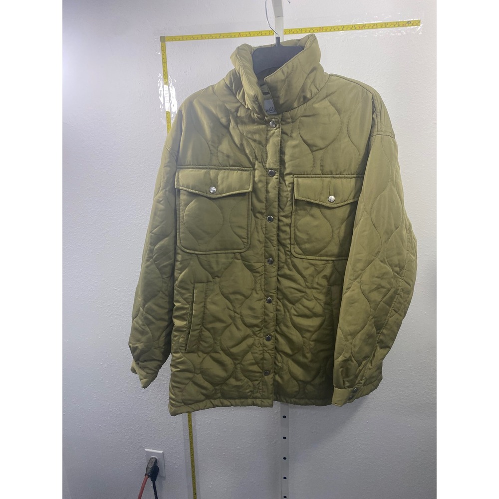 Wild Rose Los Angeles Quilted Shacket Jacket Olive Green Plus Size 2X Oversized